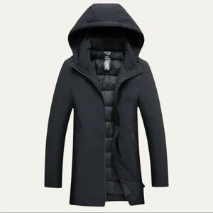 Men’s Waterproof Winter Parka Coat Jacket with Hood - Black